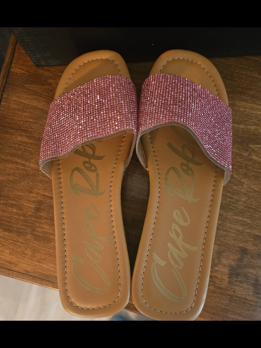 Cape Robbin Pink Crystal Slide Sandals - Picture 2 of 4